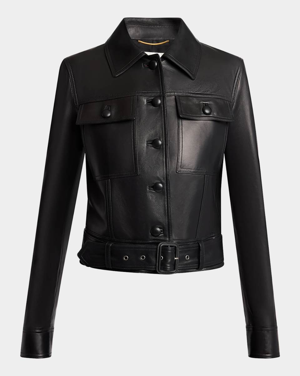 Leather Button Down Jacket